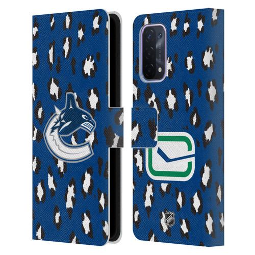 NHL Vancouver Canucks Leopard Patten Leather Book Wallet Case Cover For OPPO A54 5G