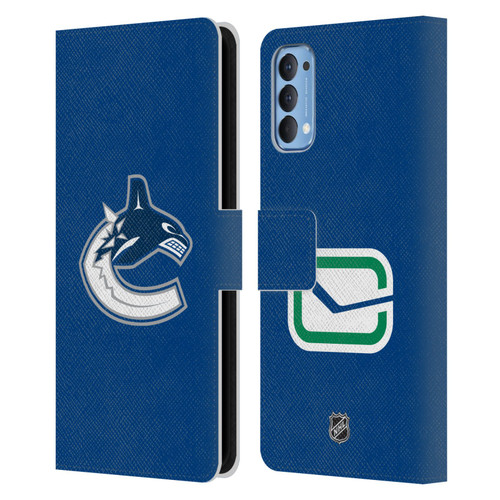 NHL Vancouver Canucks Plain Leather Book Wallet Case Cover For OPPO Reno 4 5G