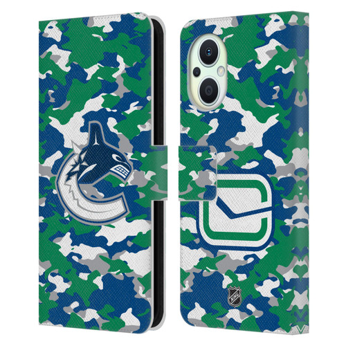 NHL Vancouver Canucks Camouflage Leather Book Wallet Case Cover For OPPO Reno8 Lite