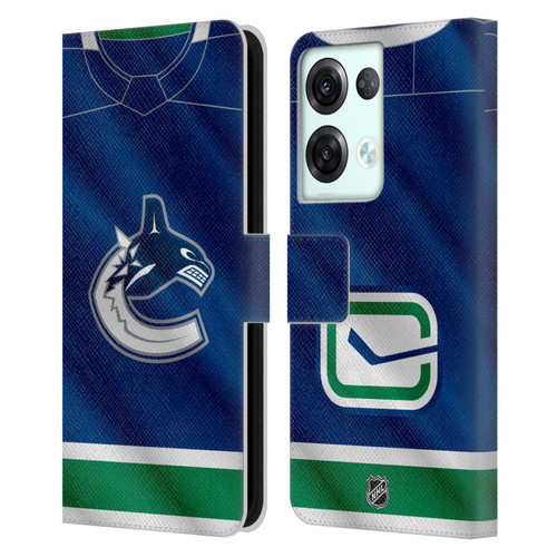 NHL Vancouver Canucks Jersey Leather Book Wallet Case Cover For OPPO Reno8 Pro
