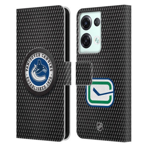 NHL Vancouver Canucks Puck Texture Leather Book Wallet Case Cover For OPPO Reno8 Pro