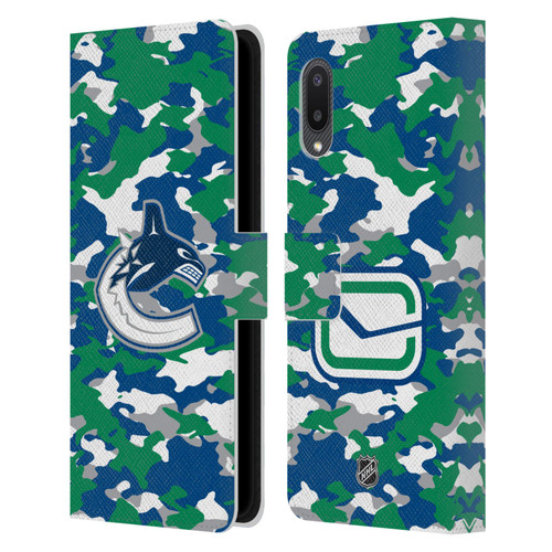 NHL Vancouver Canucks Camouflage Leather Book Wallet Case Cover For Samsung Galaxy A02/M02 (2021)