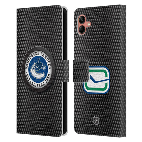 NHL Vancouver Canucks Puck Texture Leather Book Wallet Case Cover For Samsung Galaxy A04 (2022)