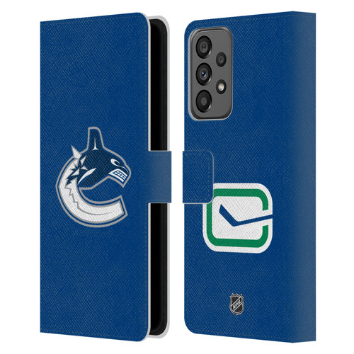 NHL Vancouver Canucks Plain Leather Book Wallet Case Cover For Samsung Galaxy A73 5G (2022)