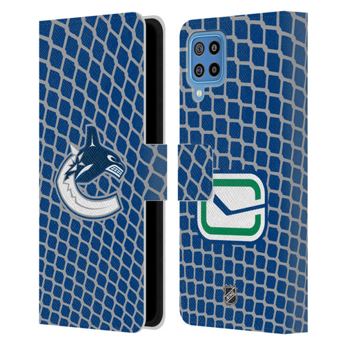 NHL Vancouver Canucks Net Pattern Leather Book Wallet Case Cover For Samsung Galaxy F22 (2021)