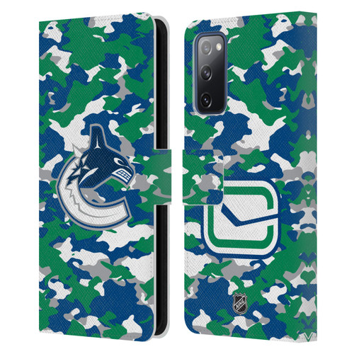 NHL Vancouver Canucks Camouflage Leather Book Wallet Case Cover For Samsung Galaxy S20 FE / 5G