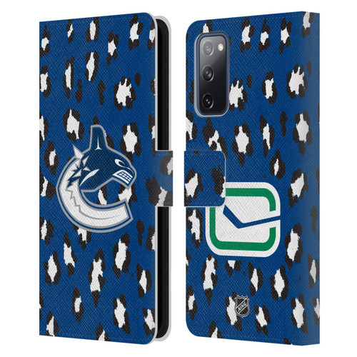 NHL Vancouver Canucks Leopard Patten Leather Book Wallet Case Cover For Samsung Galaxy S20 FE / 5G