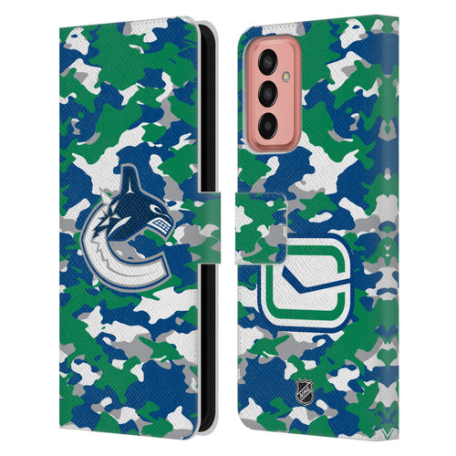 NHL Vancouver Canucks Camouflage Leather Book Wallet Case Cover For Samsung Galaxy M13 (2022)