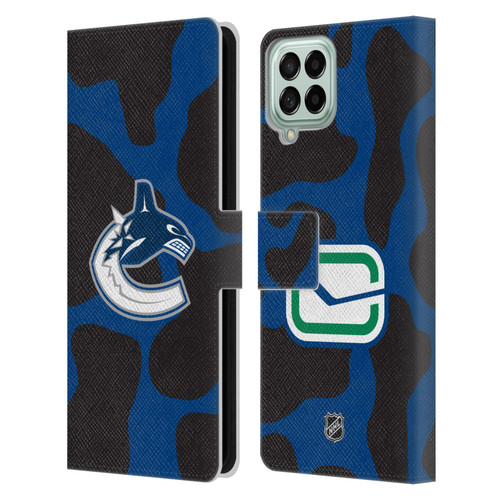 NHL Vancouver Canucks Cow Pattern Leather Book Wallet Case Cover For Samsung Galaxy M33 (2022)