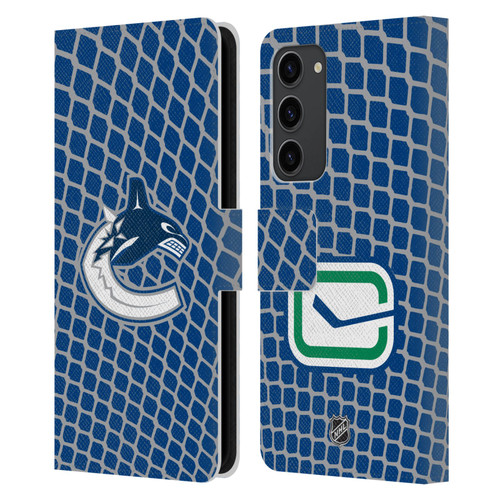 NHL Vancouver Canucks Net Pattern Leather Book Wallet Case Cover For Samsung Galaxy S23+ 5G