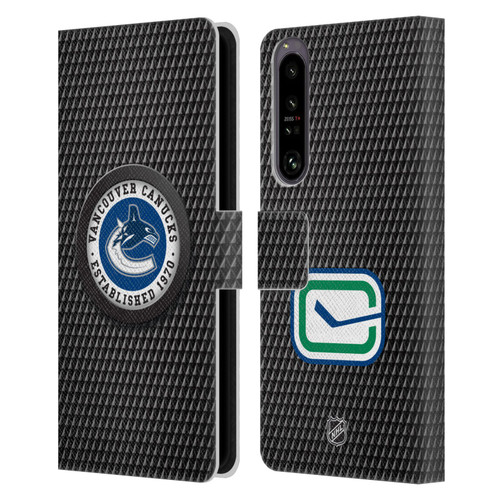 NHL Vancouver Canucks Puck Texture Leather Book Wallet Case Cover For Sony Xperia 1 IV