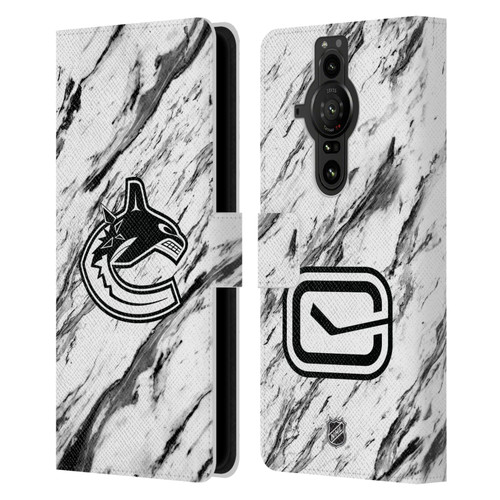 NHL Vancouver Canucks Marble Leather Book Wallet Case Cover For Sony Xperia Pro-I