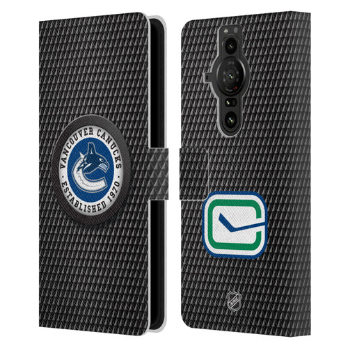 NHL Vancouver Canucks Puck Texture Leather Book Wallet Case Cover For Sony Xperia Pro-I
