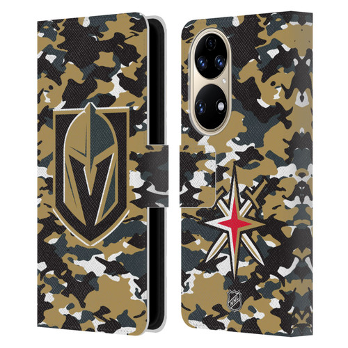 NHL Vegas Golden Knights Camouflage Leather Book Wallet Case Cover For Huawei P50