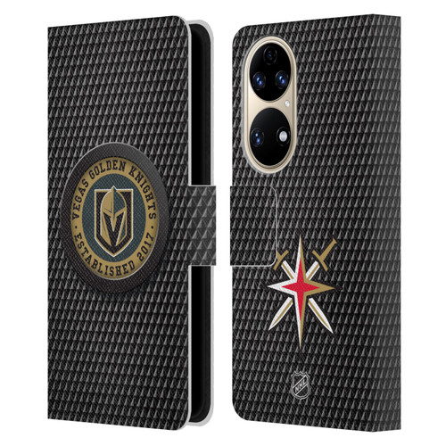 NHL Vegas Golden Knights Puck Texture Leather Book Wallet Case Cover For Huawei P50