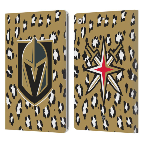 NHL Vegas Golden Knights Leopard Patten Leather Book Wallet Case Cover For Apple iPad 10.2 2019/2020/2021
