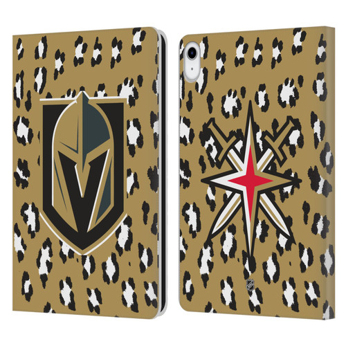 NHL Vegas Golden Knights Leopard Patten Leather Book Wallet Case Cover For Apple iPad 10.9 (2022)