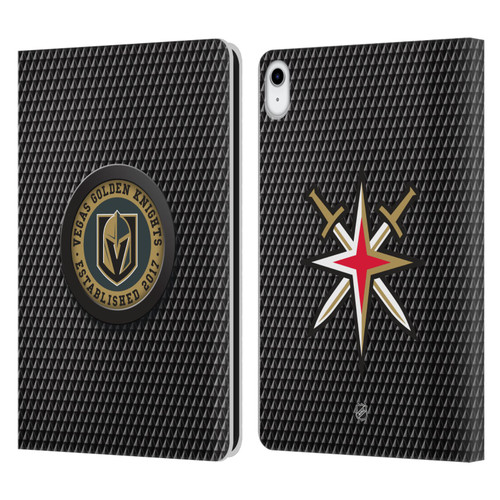 NHL Vegas Golden Knights Puck Texture Leather Book Wallet Case Cover For Apple iPad 10.9 (2022)