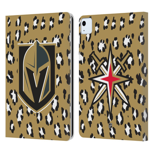 NHL Vegas Golden Knights Leopard Patten Leather Book Wallet Case Cover For Apple iPad Air 2020 / 2022