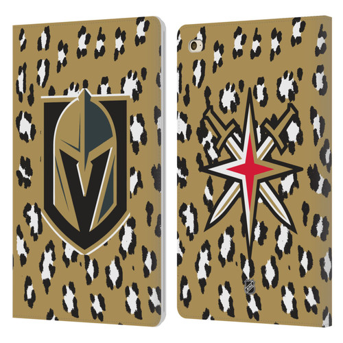 NHL Vegas Golden Knights Leopard Patten Leather Book Wallet Case Cover For Apple iPad mini 4