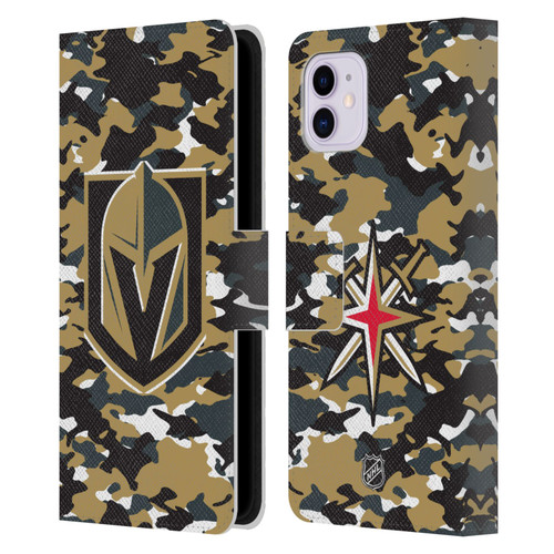 NHL Vegas Golden Knights Camouflage Leather Book Wallet Case Cover For Apple iPhone 11