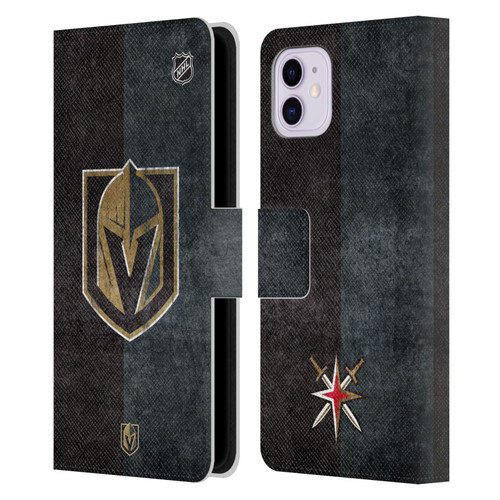 NHL Vegas Golden Knights Half Distressed Leather Book Wallet Case Cover For Apple iPhone 11