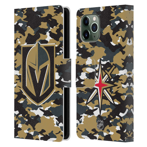 NHL Vegas Golden Knights Camouflage Leather Book Wallet Case Cover For Apple iPhone 11 Pro
