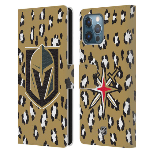 NHL Vegas Golden Knights Leopard Patten Leather Book Wallet Case Cover For Apple iPhone 12 Pro Max