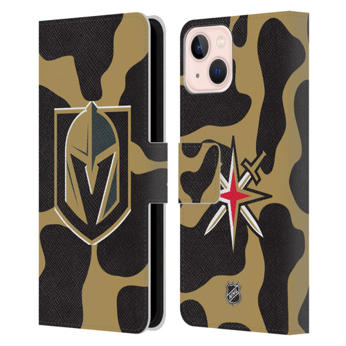 NHL Vegas Golden Knights Cow Pattern Leather Book Wallet Case Cover For Apple iPhone 13