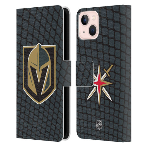 NHL Vegas Golden Knights Net Pattern Leather Book Wallet Case Cover For Apple iPhone 13