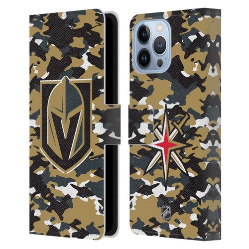 NHL Vegas Golden Knights Camouflage Leather Book Wallet Case Cover For Apple iPhone 13 Pro Max