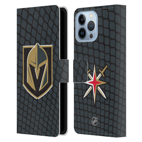 NHL Vegas Golden Knights Net Pattern Leather Book Wallet Case Cover For Apple iPhone 13 Pro Max