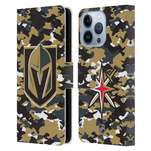 NHL Vegas Golden Knights Camouflage Leather Book Wallet Case Cover For Apple iPhone 13 Pro