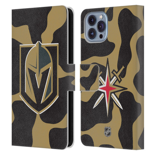 NHL Vegas Golden Knights Cow Pattern Leather Book Wallet Case Cover For Apple iPhone 14