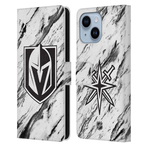 NHL Vegas Golden Knights Marble Leather Book Wallet Case Cover For Apple iPhone 14 Plus