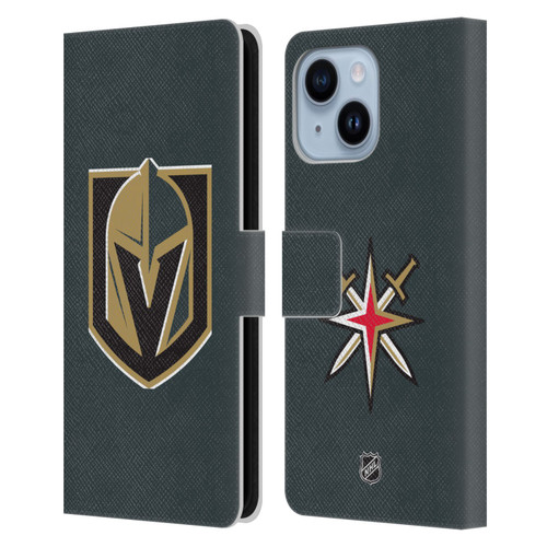 NHL Vegas Golden Knights Plain Leather Book Wallet Case Cover For Apple iPhone 14 Plus