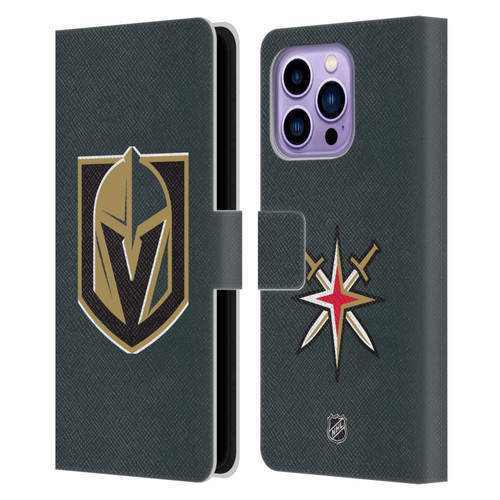 NHL Vegas Golden Knights Plain Leather Book Wallet Case Cover For Apple iPhone 14 Pro Max