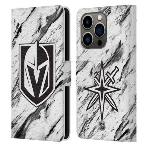 NHL Vegas Golden Knights Marble Leather Book Wallet Case Cover For Apple iPhone 14 Pro