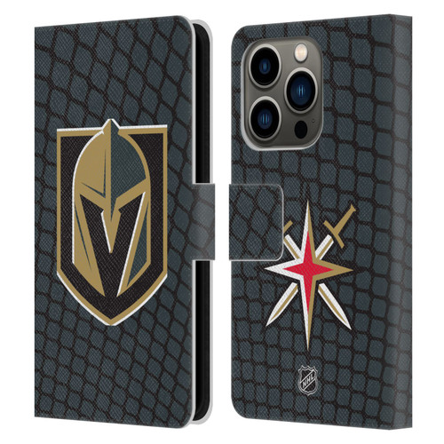 NHL Vegas Golden Knights Net Pattern Leather Book Wallet Case Cover For Apple iPhone 14 Pro
