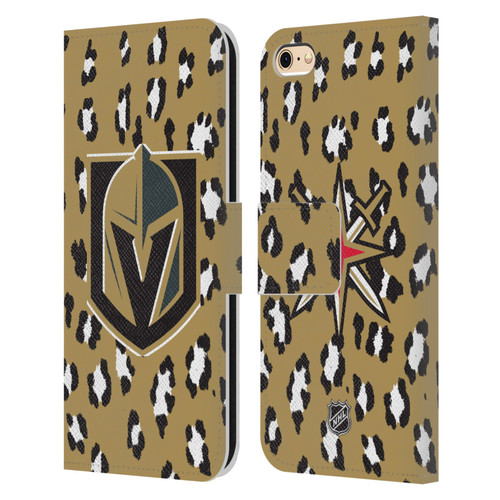 NHL Vegas Golden Knights Leopard Patten Leather Book Wallet Case Cover For Apple iPhone 6 / iPhone 6s