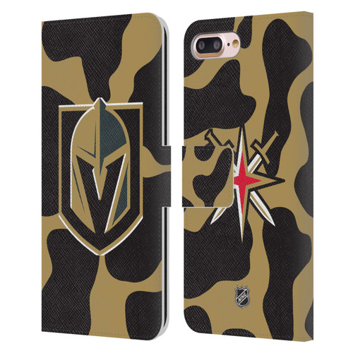 NHL Vegas Golden Knights Cow Pattern Leather Book Wallet Case Cover For Apple iPhone 7 Plus / iPhone 8 Plus