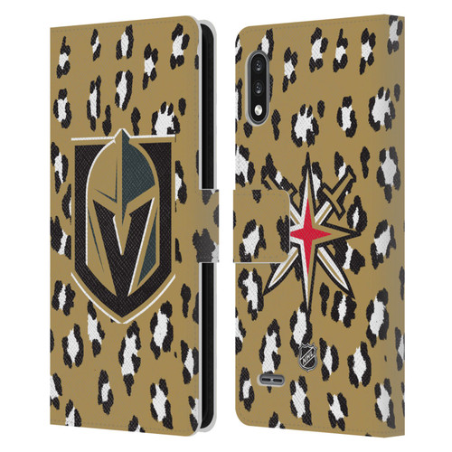 NHL Vegas Golden Knights Leopard Patten Leather Book Wallet Case Cover For LG K22