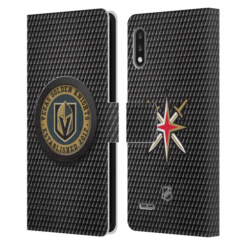 NHL Vegas Golden Knights Puck Texture Leather Book Wallet Case Cover For LG K22