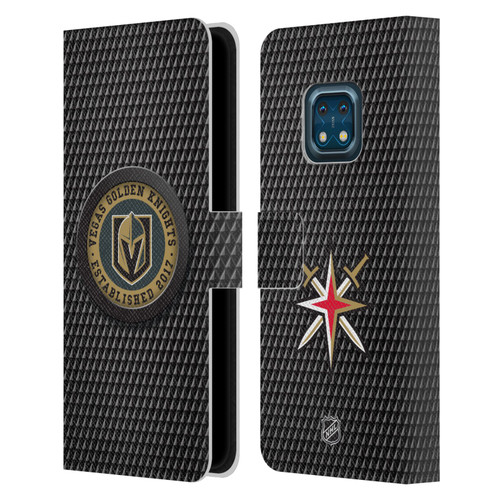 NHL Vegas Golden Knights Puck Texture Leather Book Wallet Case Cover For Nokia XR20