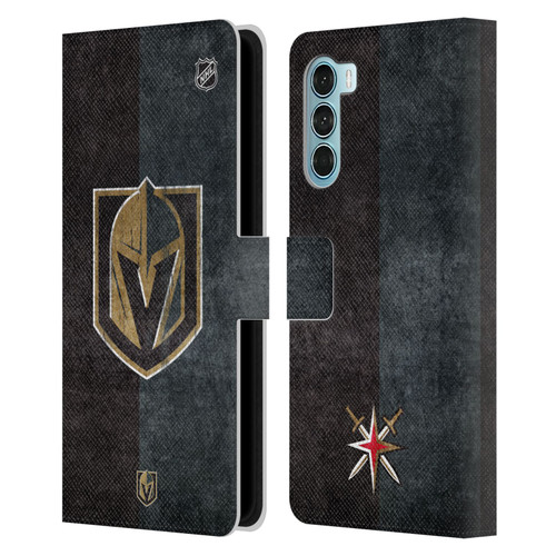 NHL Vegas Golden Knights Half Distressed Leather Book Wallet Case Cover For Motorola Edge S30 / Moto G200 5G