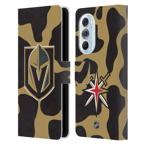 NHL Vegas Golden Knights Cow Pattern Leather Book Wallet Case Cover For Motorola Edge X30