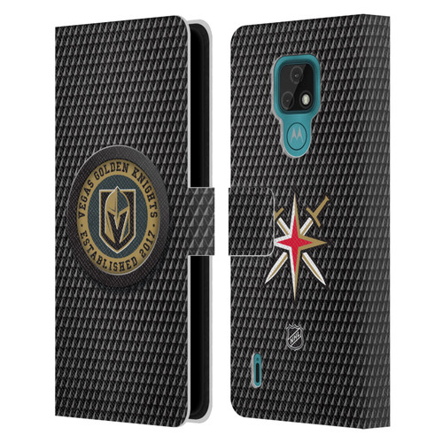 NHL Vegas Golden Knights Puck Texture Leather Book Wallet Case Cover For Motorola Moto E7