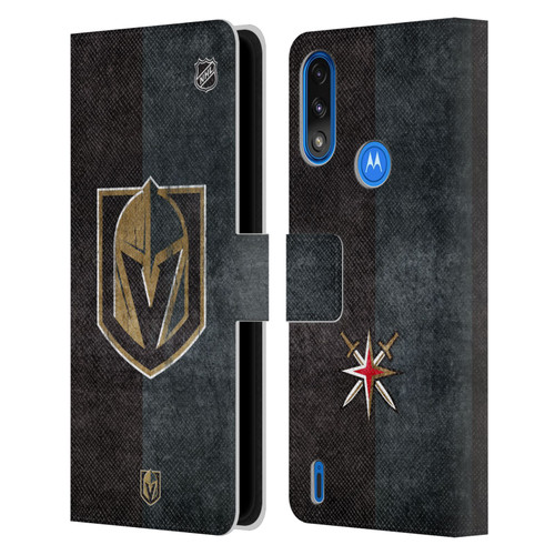 NHL Vegas Golden Knights Half Distressed Leather Book Wallet Case Cover For Motorola Moto E7 Power / Moto E7i Power
