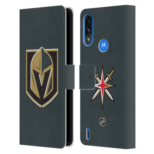 NHL Vegas Golden Knights Plain Leather Book Wallet Case Cover For Motorola Moto E7 Power / Moto E7i Power