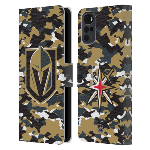 NHL Vegas Golden Knights Camouflage Leather Book Wallet Case Cover For Motorola Moto G22